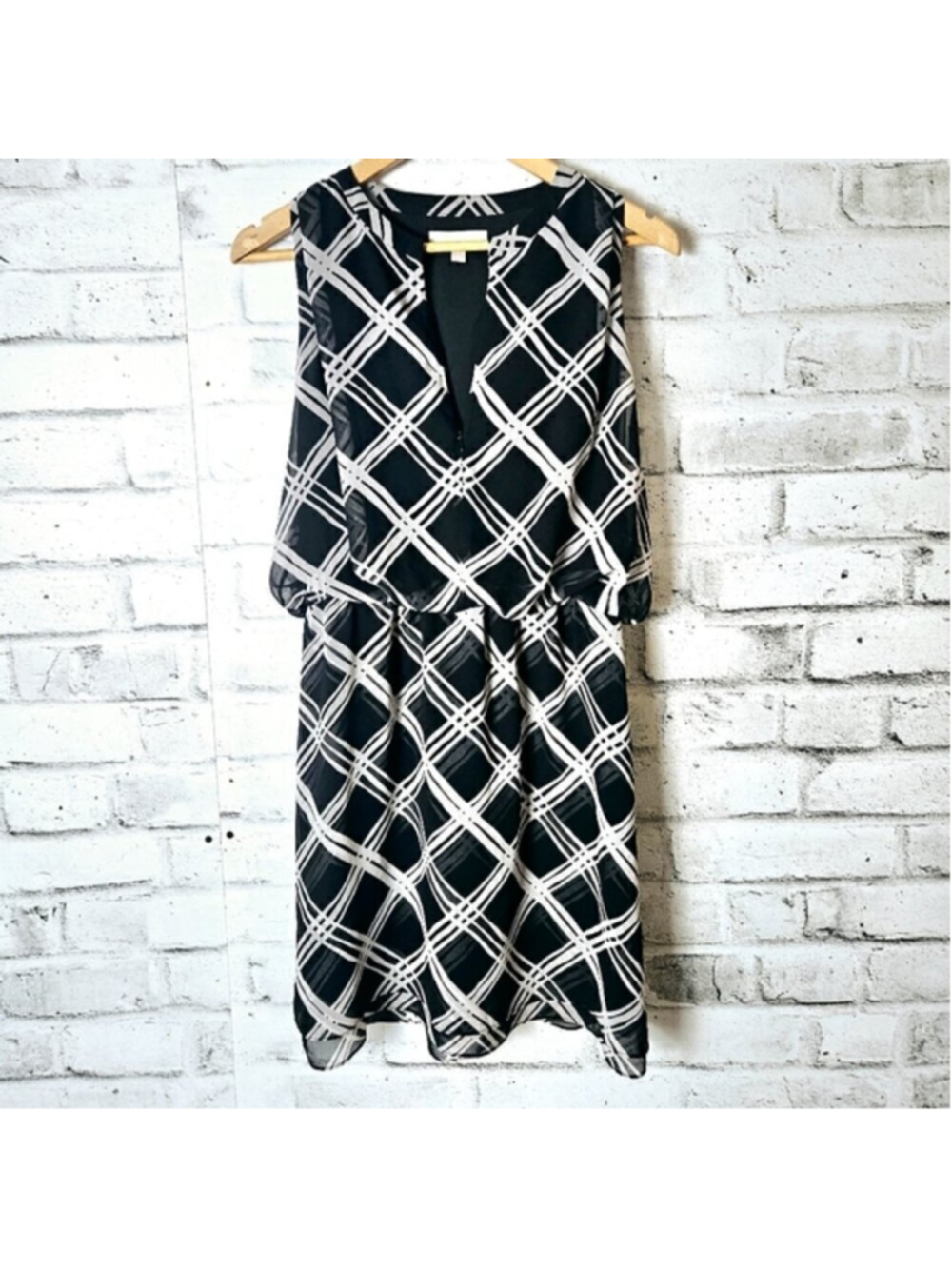 Banana Republic Geometric Print Chiffon Dress Womens 6 Sleeveless Career
